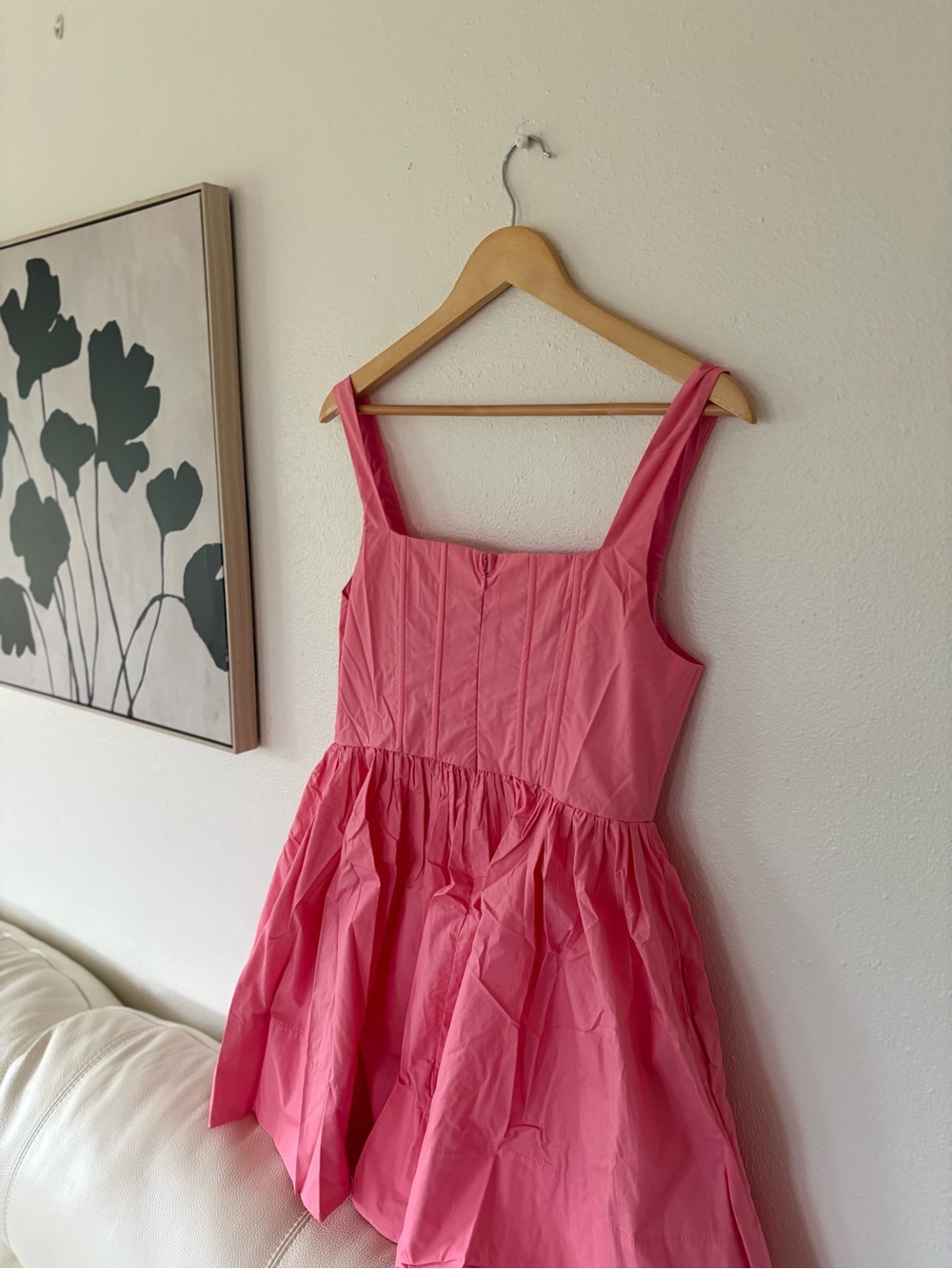TALULAH Coral Pink Square Neck Fit-and-Flare Mini Dress - Picture 8 of 9